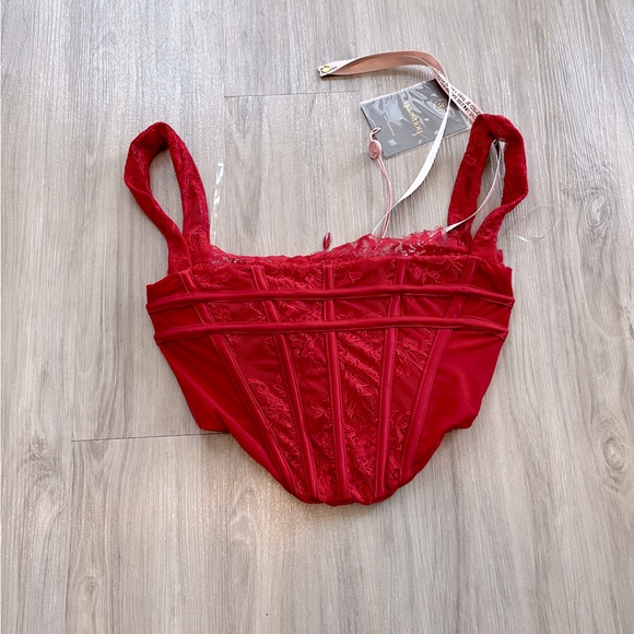 House of CB Leilani red bustier corset crop top - Picture 1 of 4